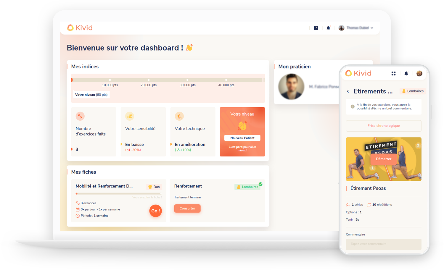 Écrans de l'app Kivid